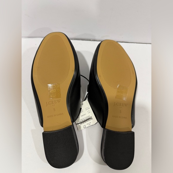 J.Crew Black Leather Horsebit Mule Loafers Gold Hardware Slip On Size 5 NWT - Picture 5 of 7
